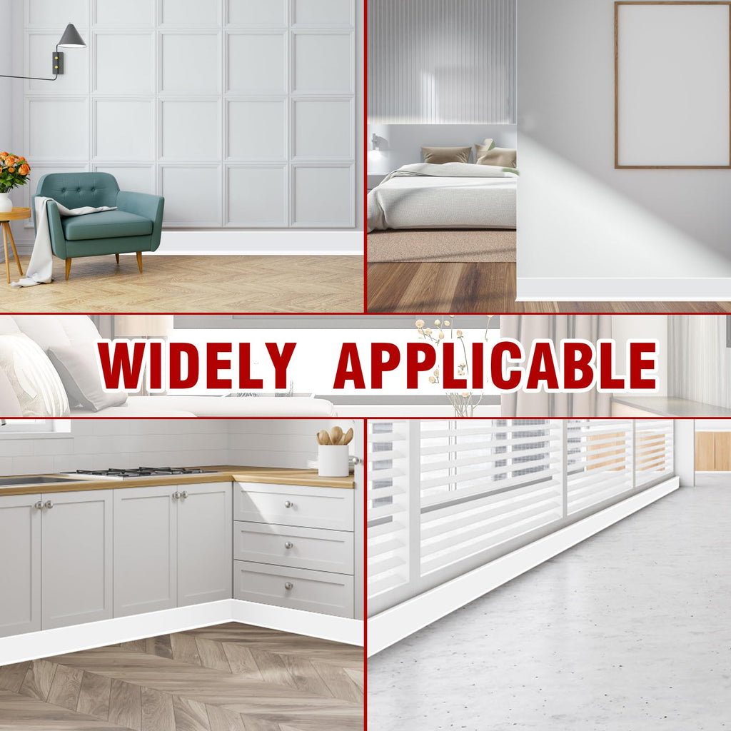 Vinyl Baseboard Molding Trim 4 Inch x 40 Feet Peel and Stick Baseboard Trim Flexible PVC Cove Base Moulding