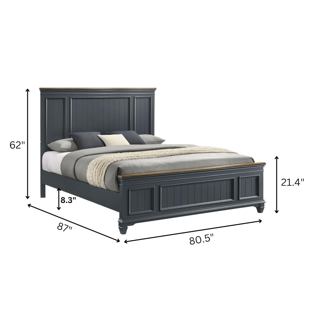 Riverton Shiplap Wood Panel Bed, Slate Blue