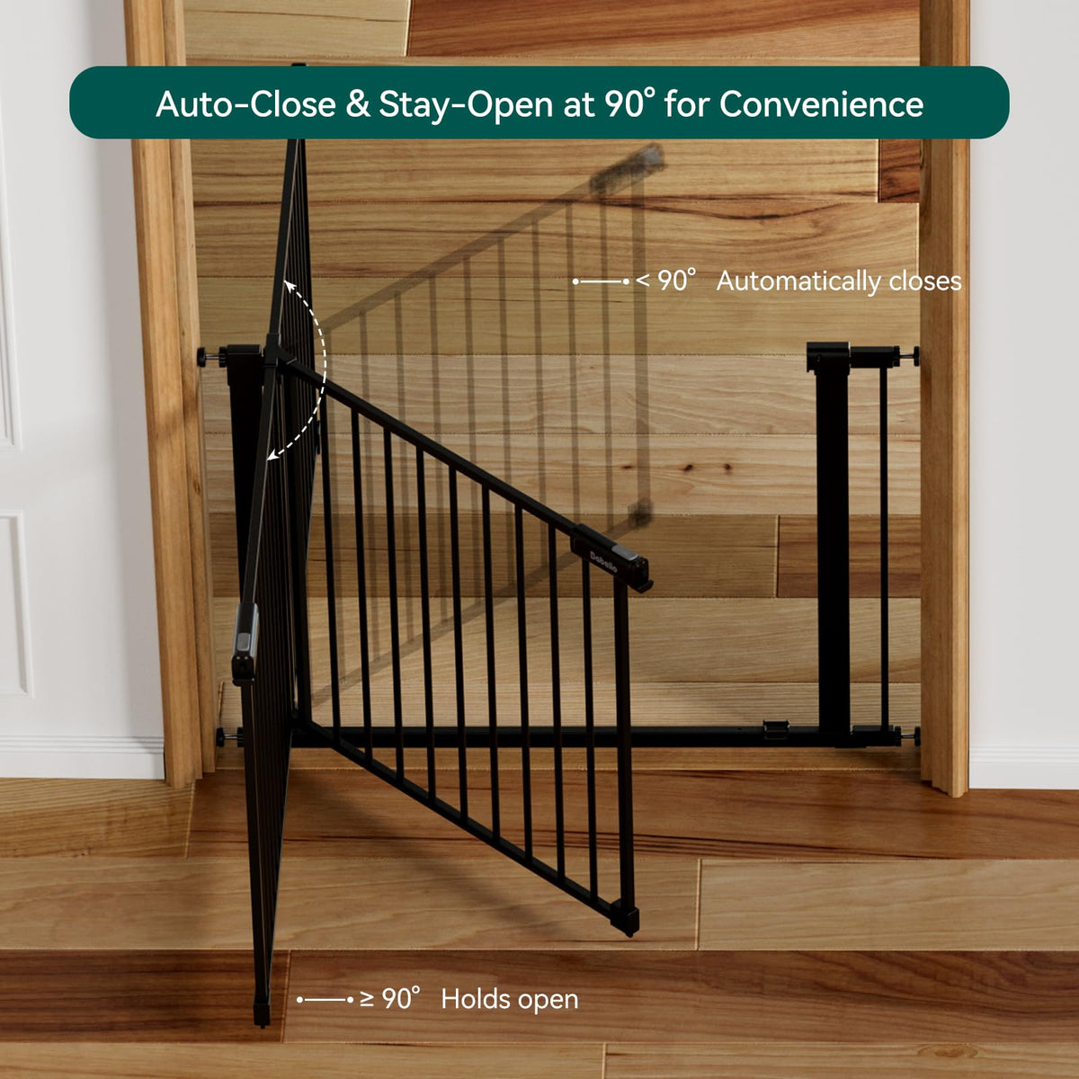 31-46" Baby Gate for Stairs, with Wide Door