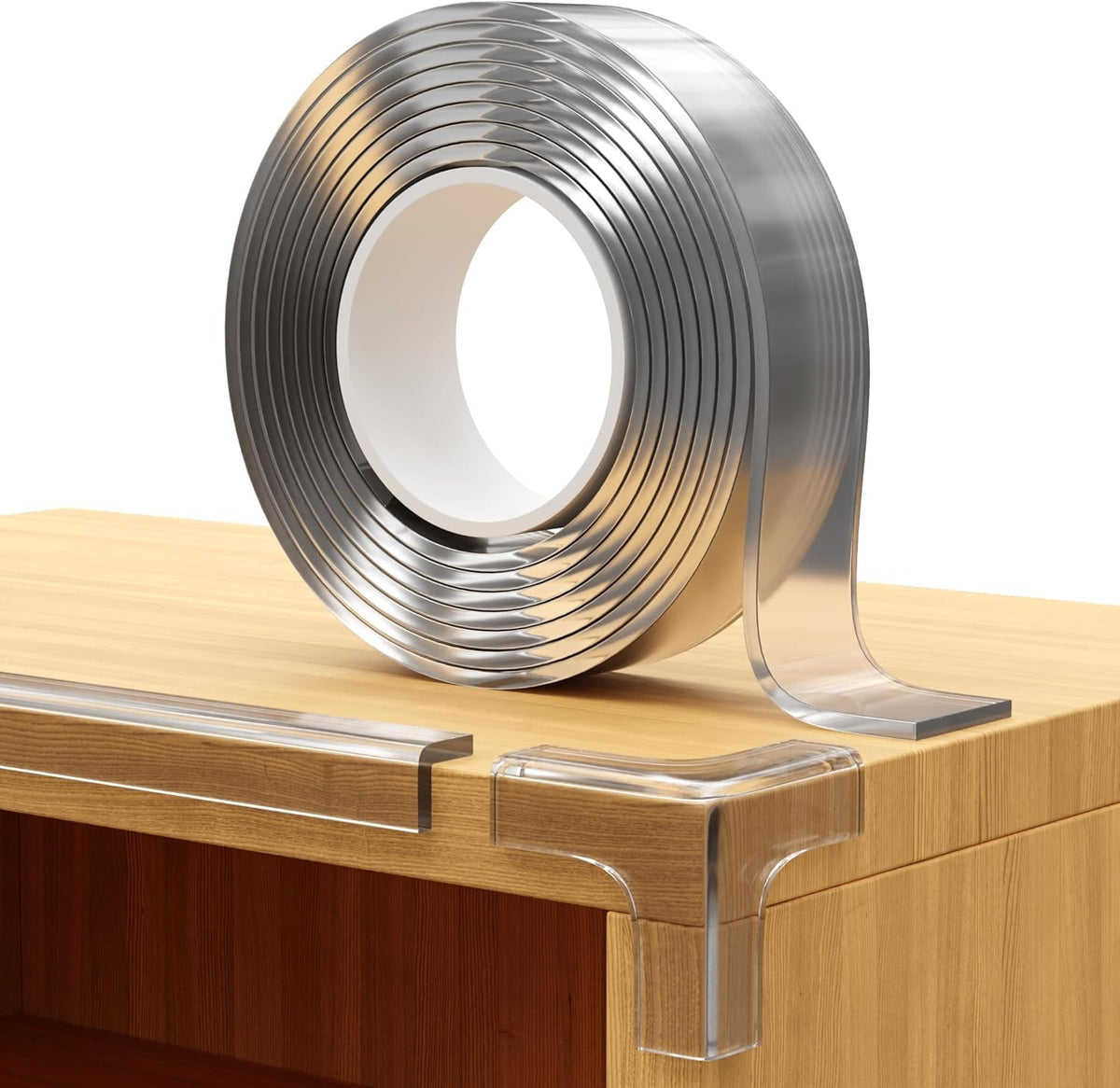 Furniture Corner & Edge Safety Bumpers, 16ft Edge Protector & 4 Clear Corner Protector Baby Proofing. Clear Corner