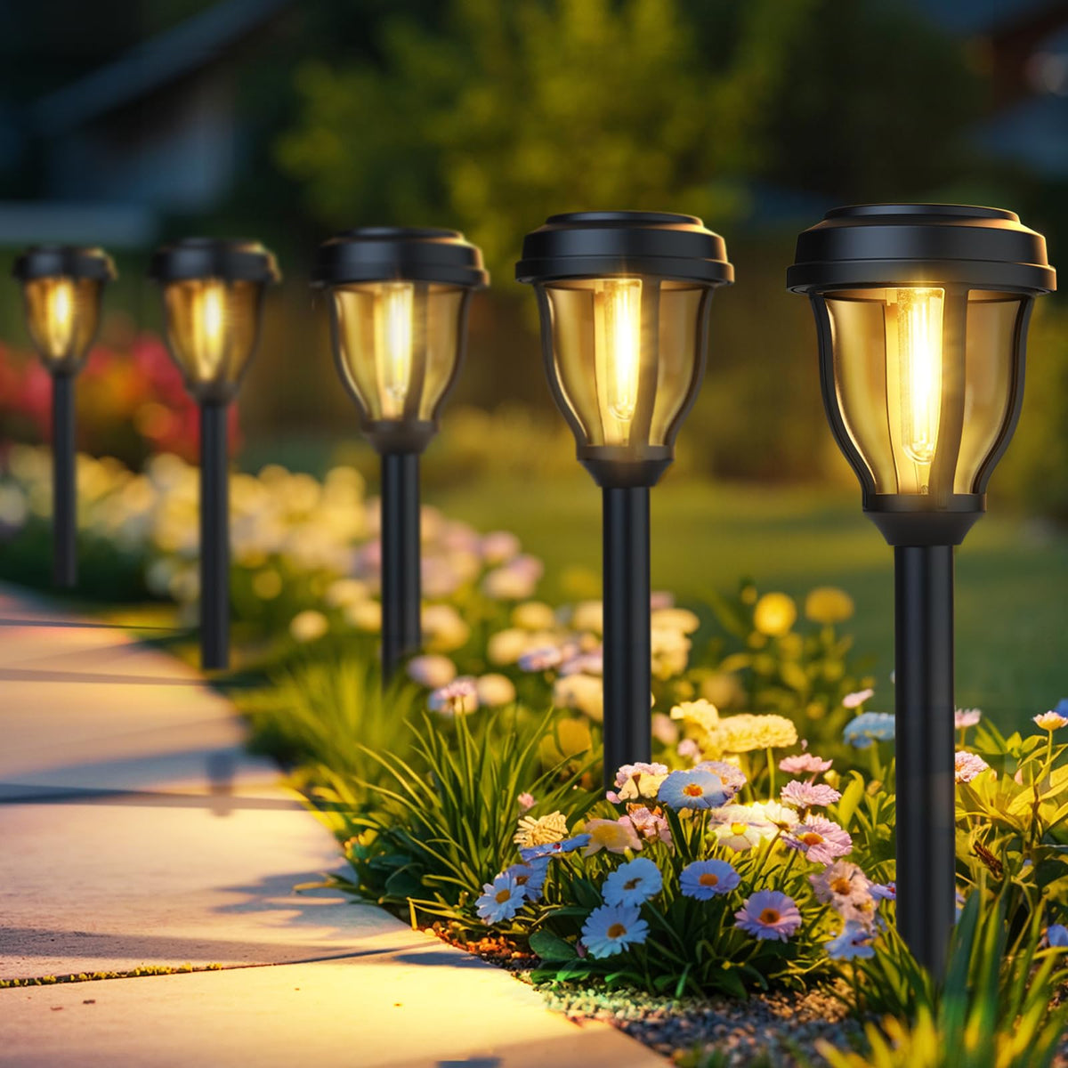 12 Pack Solar Lights Outdoor, Solar Pathway Lights Auto On/Off Waterproof Garden Landscape Lighting for Path, Yard