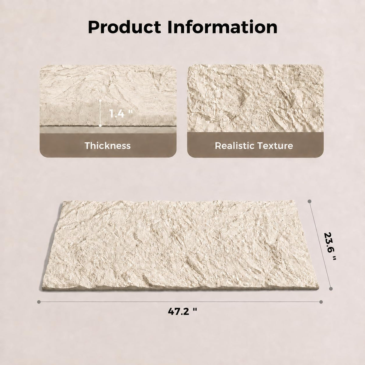 4 PCS Faux Stone Wall Panel 47.2'' x 23.6'' Mountain Rock Texture