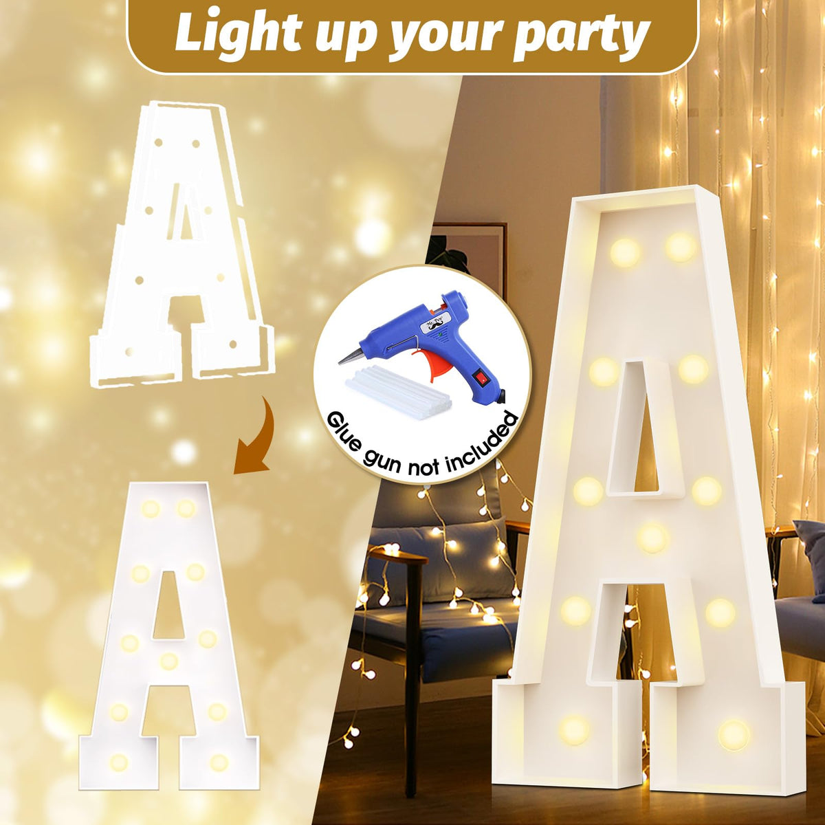 Easy-Assemble 4FT Marquee Light Up Letter, Large Lighted Letter Z
