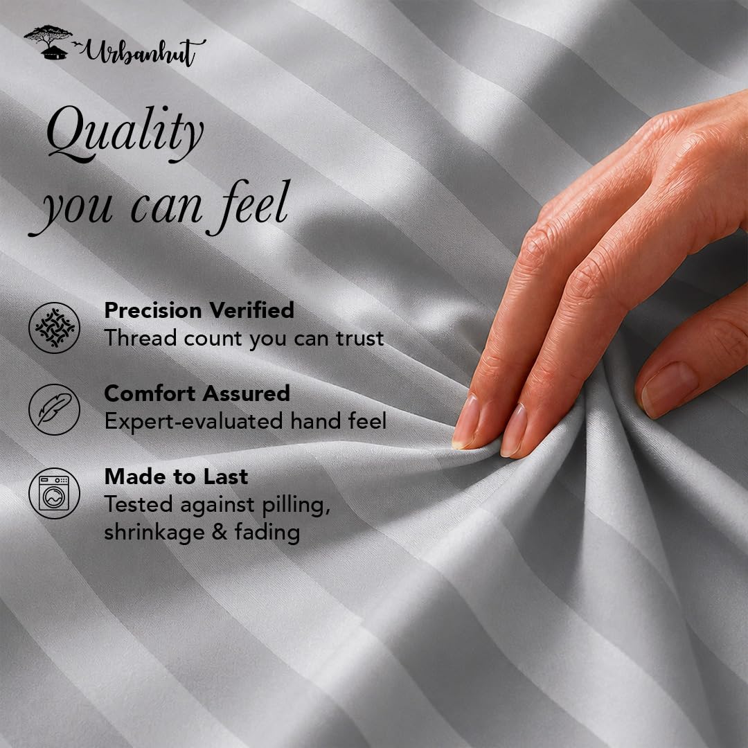 100% Cotton 600 Thread Count Damask Sheets - Silver Grey