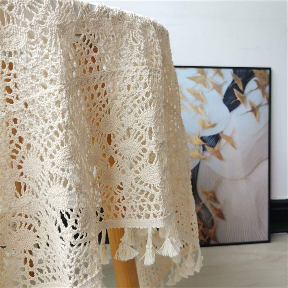 Vintage Crochet Tablecloths Lace Doilies Cotton Beige Square Tablecloths Table Cover Table Topper Wedding Home Party