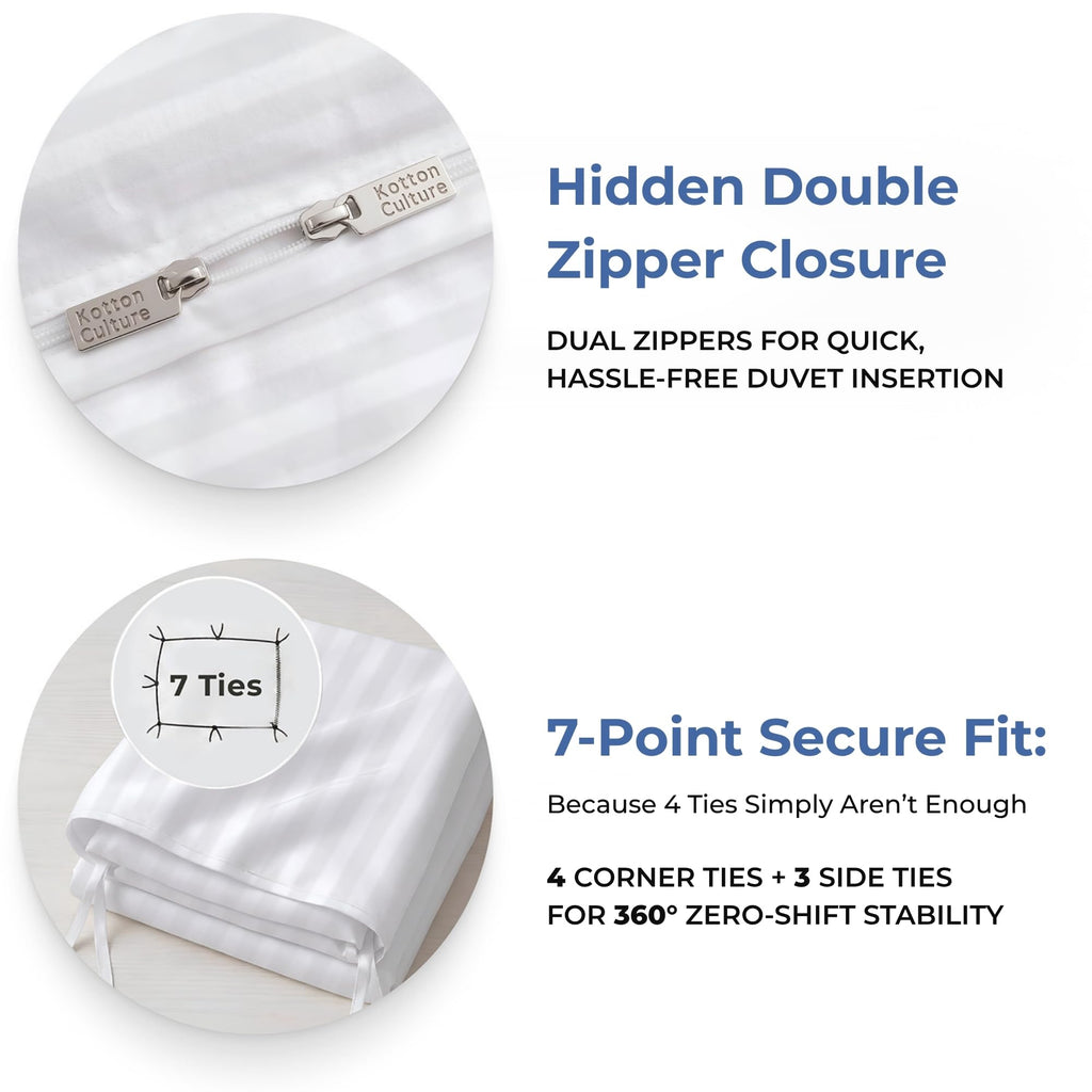3 Pc Twin Size Duvet Cover Set- 100% Egyptian Cotton 600 TC Ultra Soft Premium Durable Comforter Cover Zipper Closure