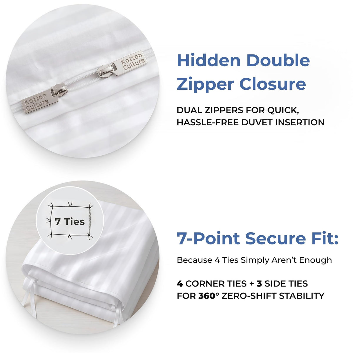3 Pc Twin Size Duvet Cover Set- 100% Egyptian Cotton 600 TC Ultra Soft Premium Durable Comforter Cover Zipper Closure