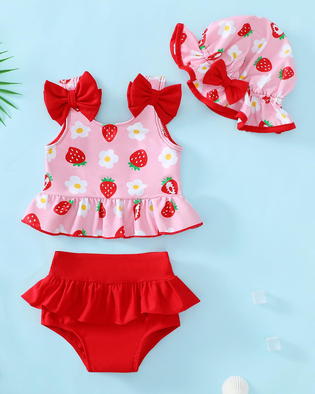 Toddler Girl Bathing Suit Infant Baby Girl Swimsuit 2 Piece Red Strawberry Baby Girl's Bikini Summer