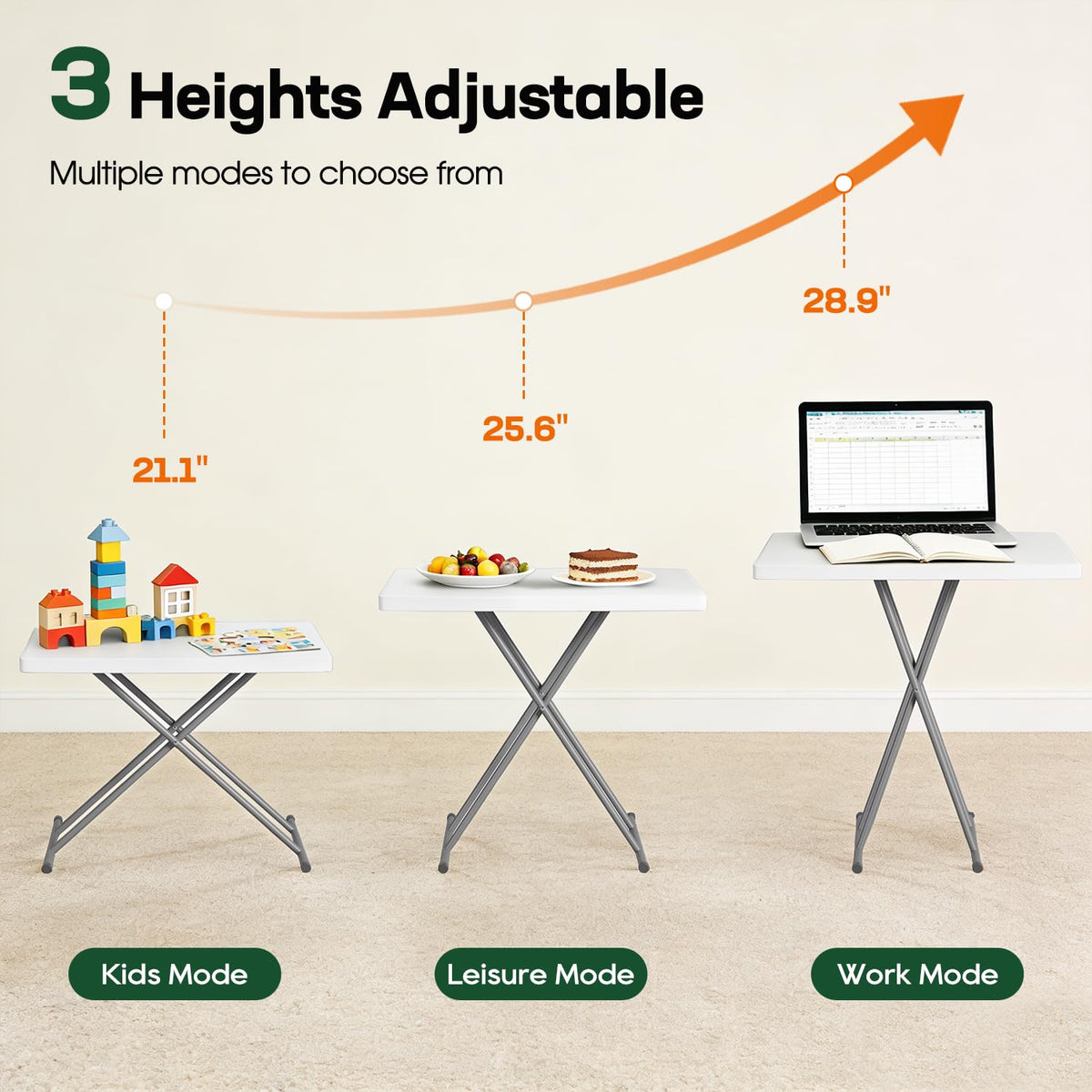 30" Folding Table | White | Portable Plastic Table