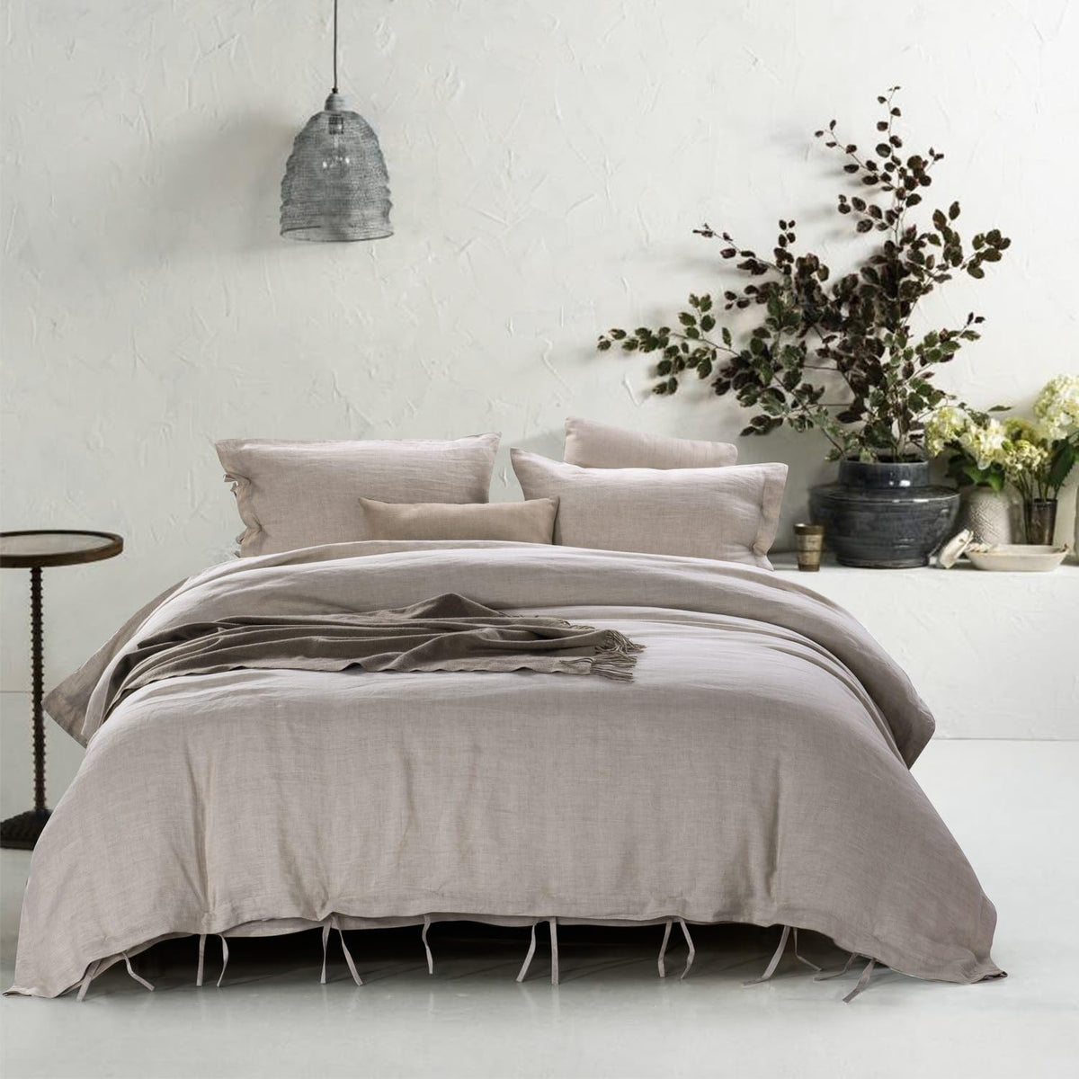 100% Stone Washed Linen Duvet Cover Set 3 Pieces, 104 inches x 92 inches, Pillow Shams 20 inches x 36
