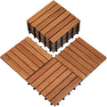 TEAK Deck Tiles (Pack of 9) - Hardwood Interlocking Patio Deck Tiles, All Weather Waterproof