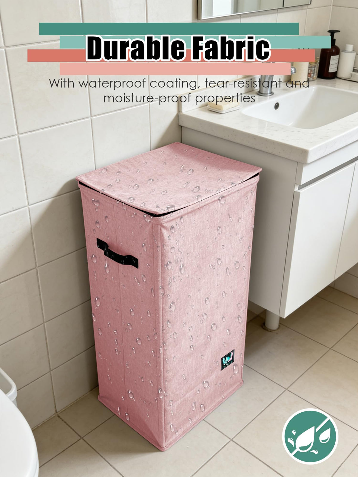 Laundry Hamper with Lid, Reinforced Sturdy Clothes Hamper with Anti-Puncture Base, Large Collapsible Laundry Basket