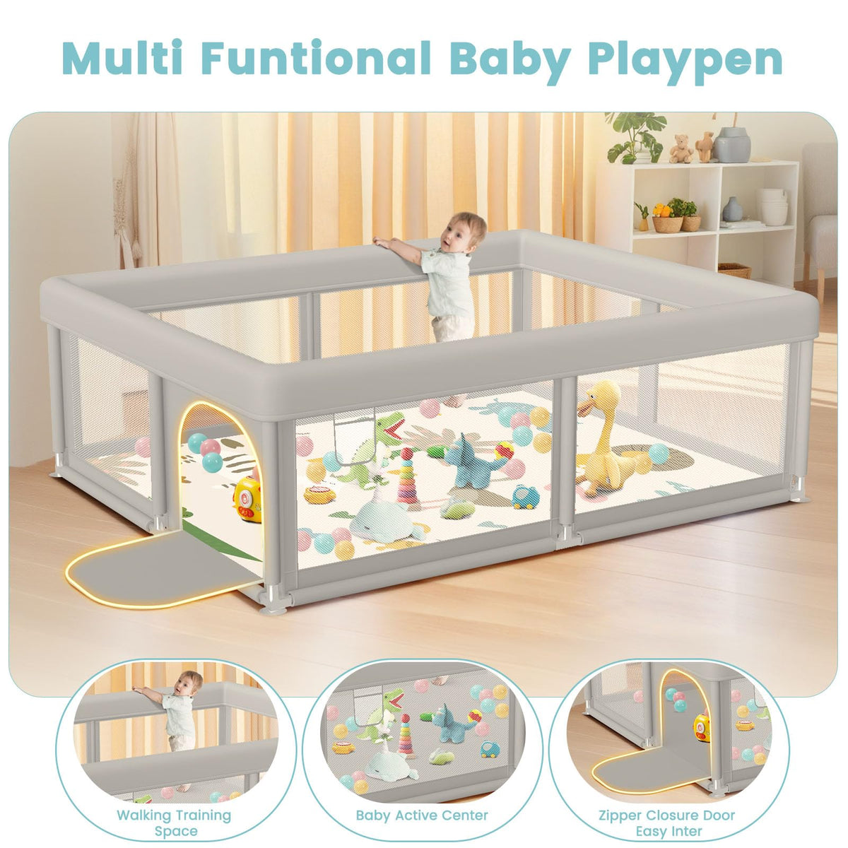 Baby Playpen with Mat and Ocean Balls 50 x 50 inch