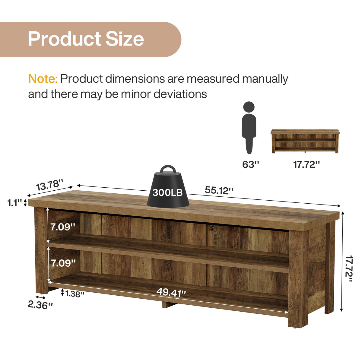 55.12" Entryway Bench with Storage, Farmhouse Shoe Storage Bench