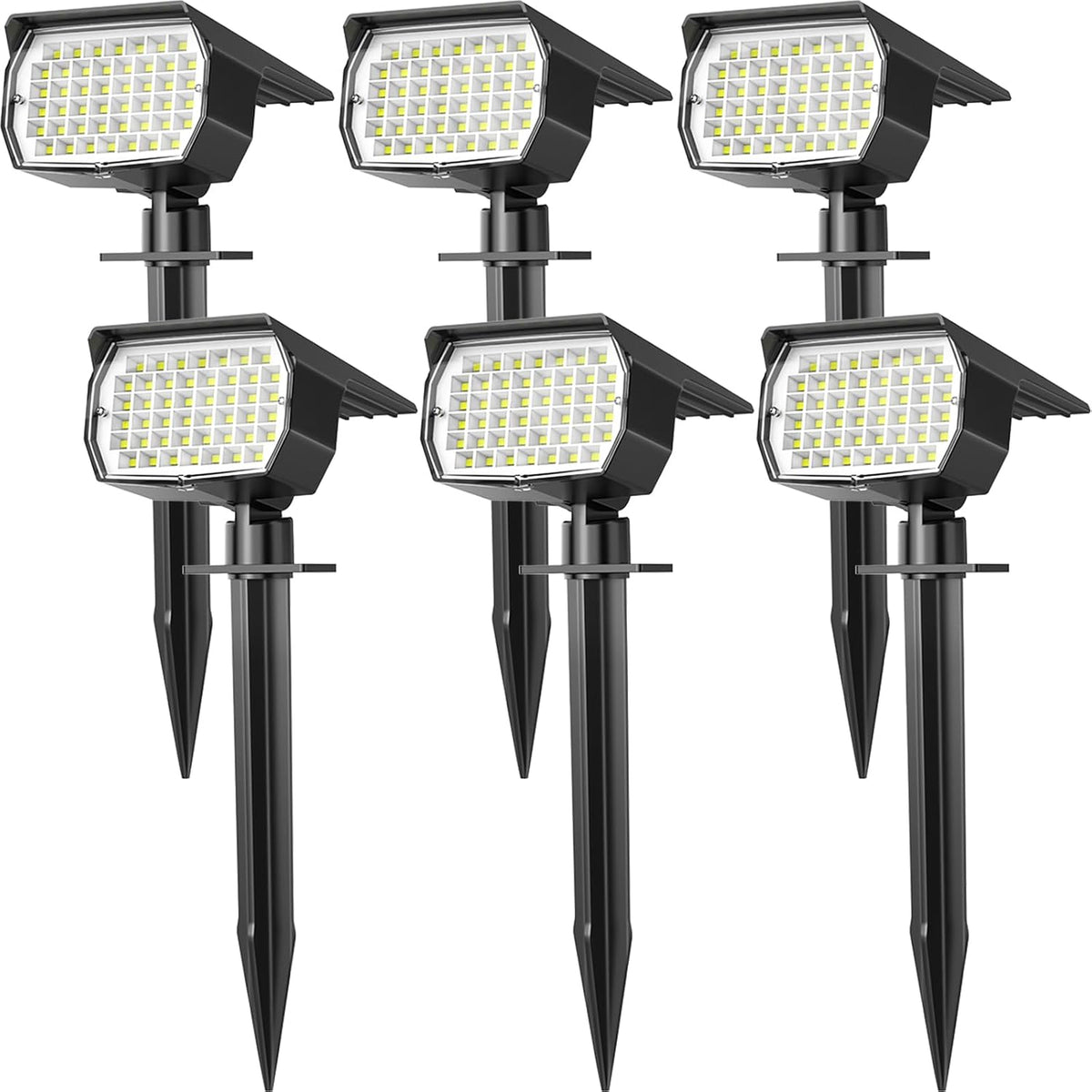 Solar Spot Lights Outdoor Waterproof 6 Pack Landscape Spotlight Cool White | Waterproof IP65, 46 LEDs, 3 Modes Auto