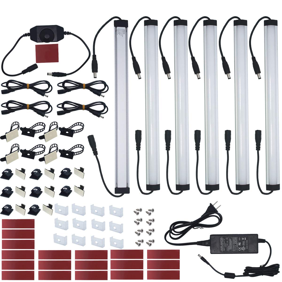 Kitchen Under Cabinet LED Lighting Kit Plug-in, Super Bright, 6 PCS 12 Inches Light Bars, Daylight White, 31W 2000
