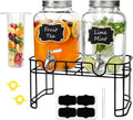 1-Gallon Drink Dispenser,2 Pack Glass Drink Dispenser with Tin Lid - Set of 2