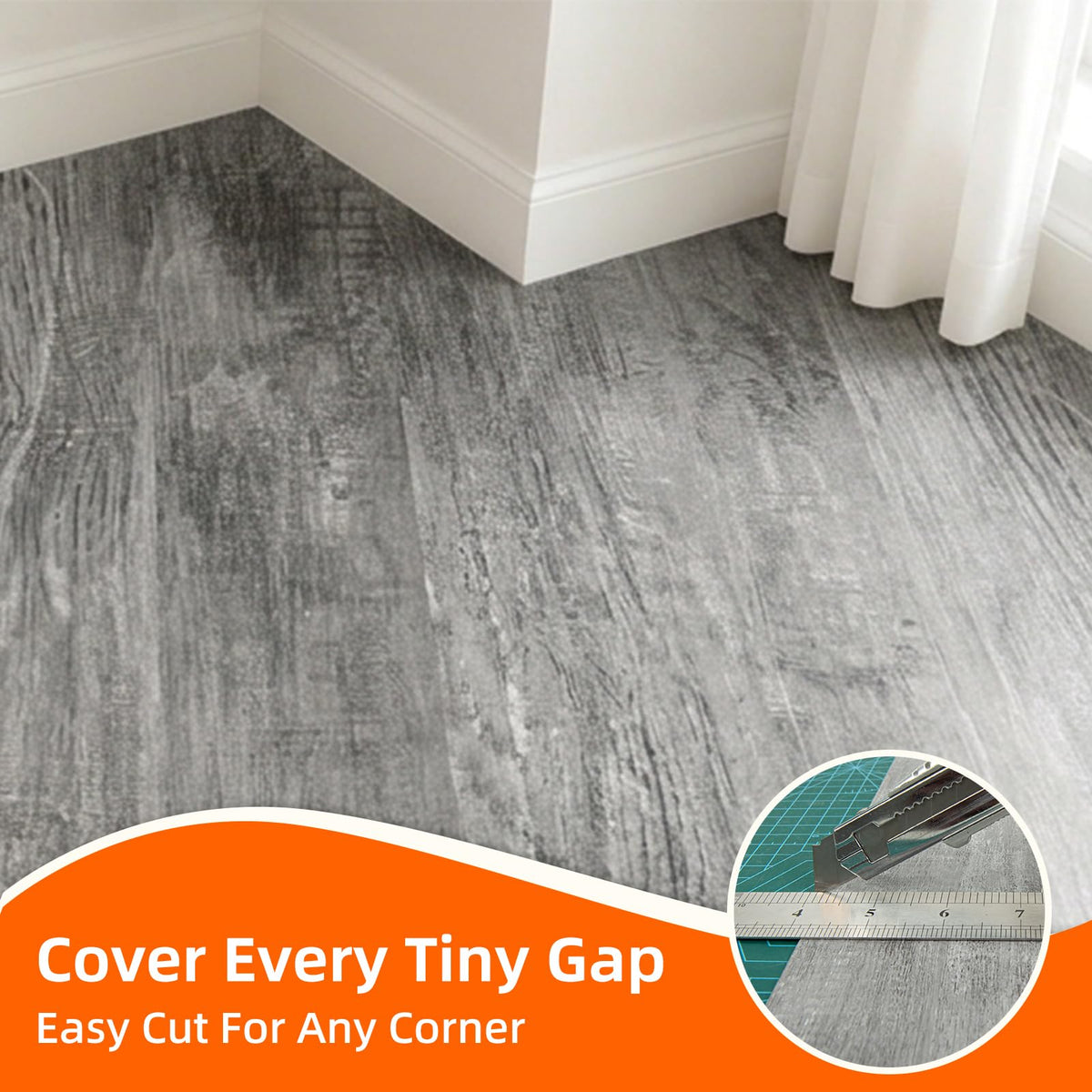 36-Pack Peel and Stick PVC Floor Tiles (54 Sq.Ft), Grey