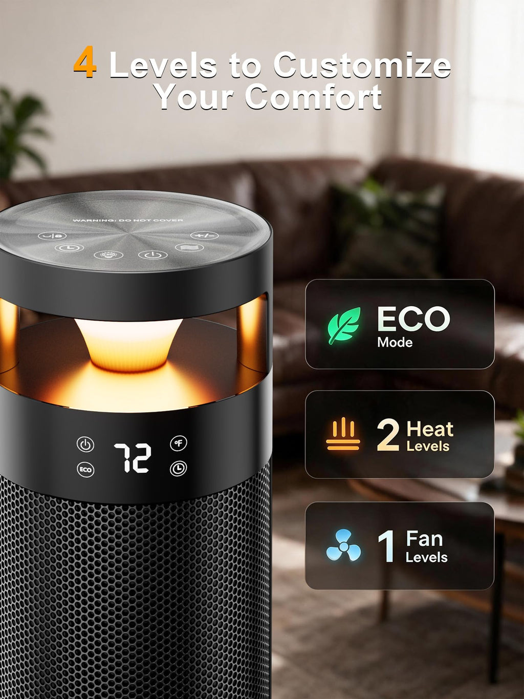 34'' Space Heaters for Indoor Use, 1500W Electric Heaters, 24H Timer