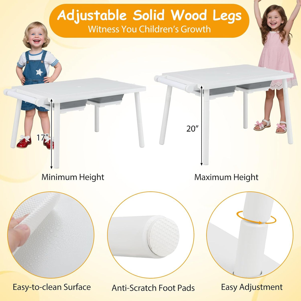 Sensory Table and Chair Set, Wooden Sand & Water Activity Set w/Paper Roll, Blackboard & Whiteboard, Building Block
