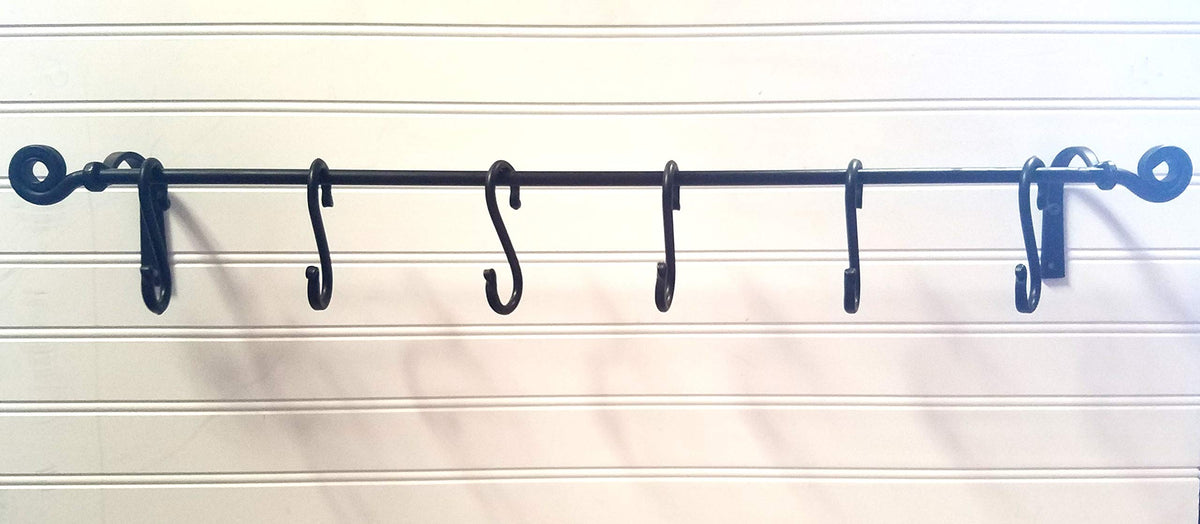 Wrought Iron Hanging Pot Rack with Hooks--Amish Made
