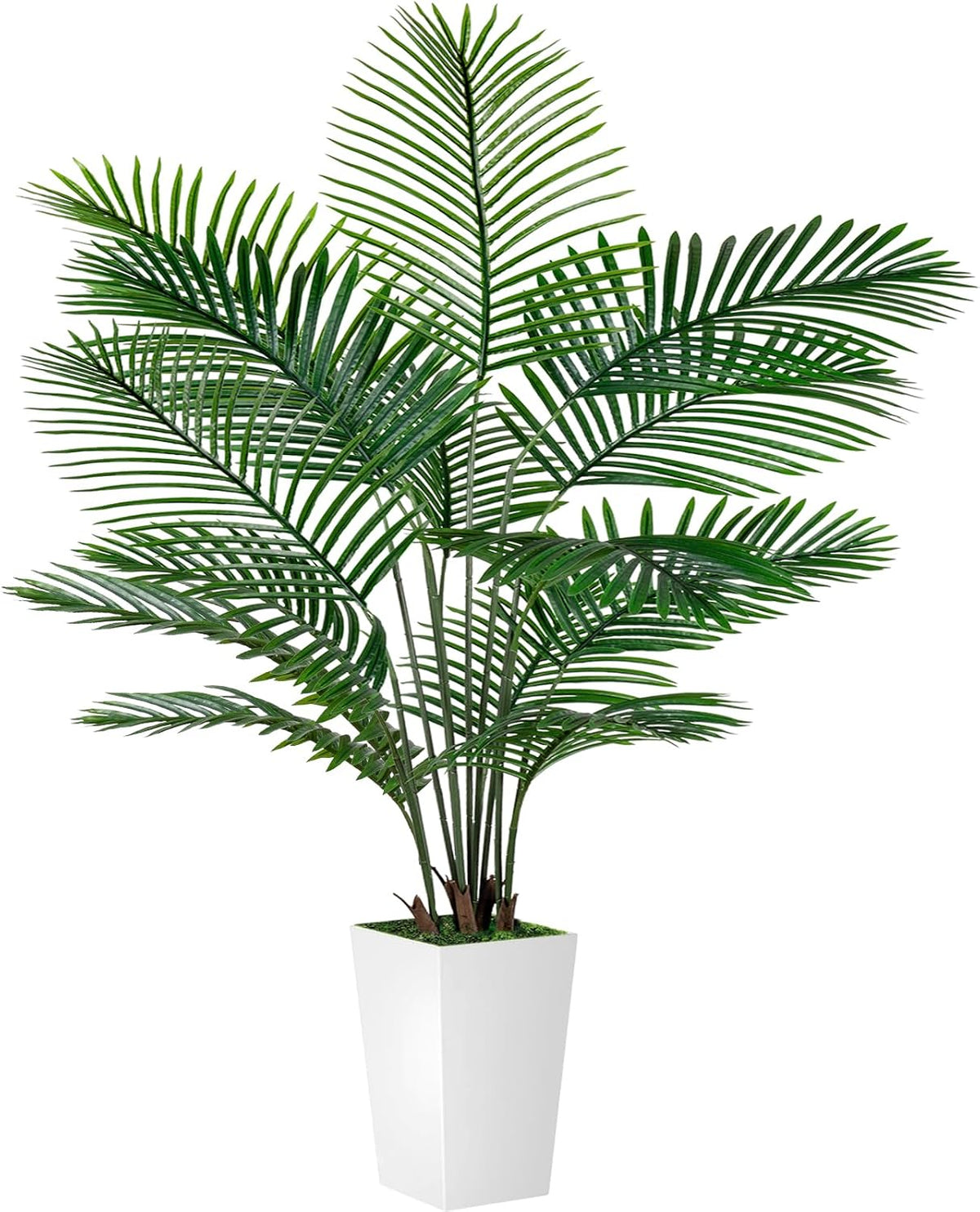 Palm Tree 6FT Artificial, 72in Tall Faux Palm Tree with 15.7 White Planter, Fake Potted Tree Home Office Decor
