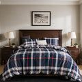 Blue Plaid Comforter Set 3Pcs Buffalo Tartan Bedding Sets