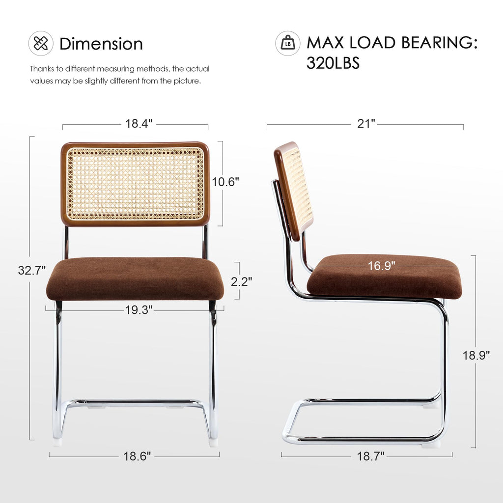 Natural Rattan Dining Chairs Set of 4, Modern Cesca Kitchen Chair