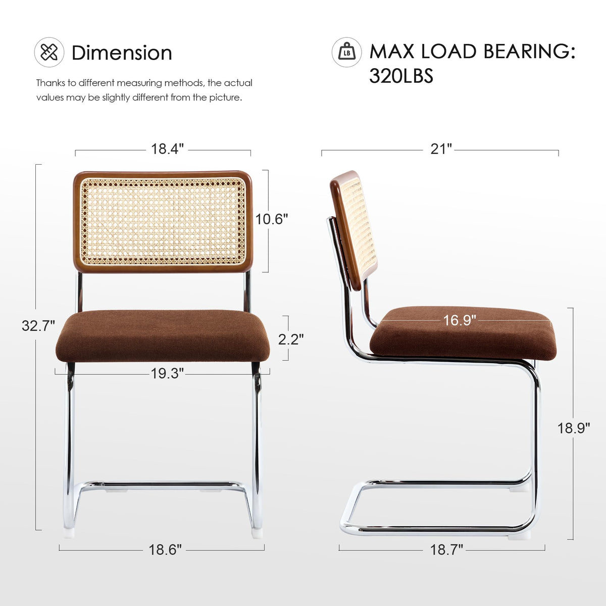 Natural Rattan Dining Chairs Set of 4, Modern Cesca Kitchen Chair