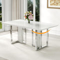 67 Inch Faux Marble Dining Table, White Rectangular Kitchen Dining Table, 1.8 Inch Thick Mid Century Modern Dining