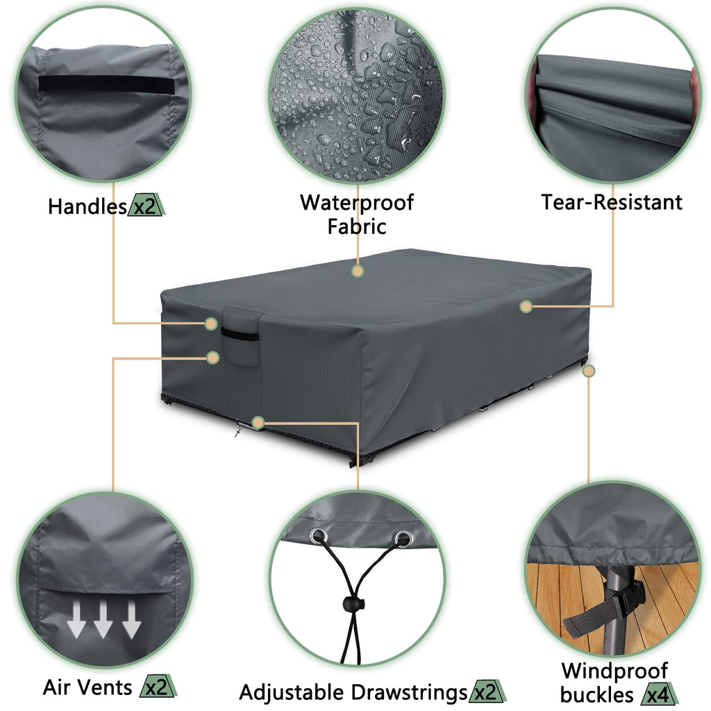 Outdoor Furniture Cover Waterproof, Patio Sectional Cover for Outdoor Furniture Set, 600D Heavy Duty, 110" L x 84" W