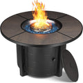 Propane Fire Pit Table 42 Inch Round – 50,000 BTU Outdoor Fire Pit with Lid, Converts to Patio Coffee Table, Certified, Includes Waterproof Cover & Blue Fire Glass