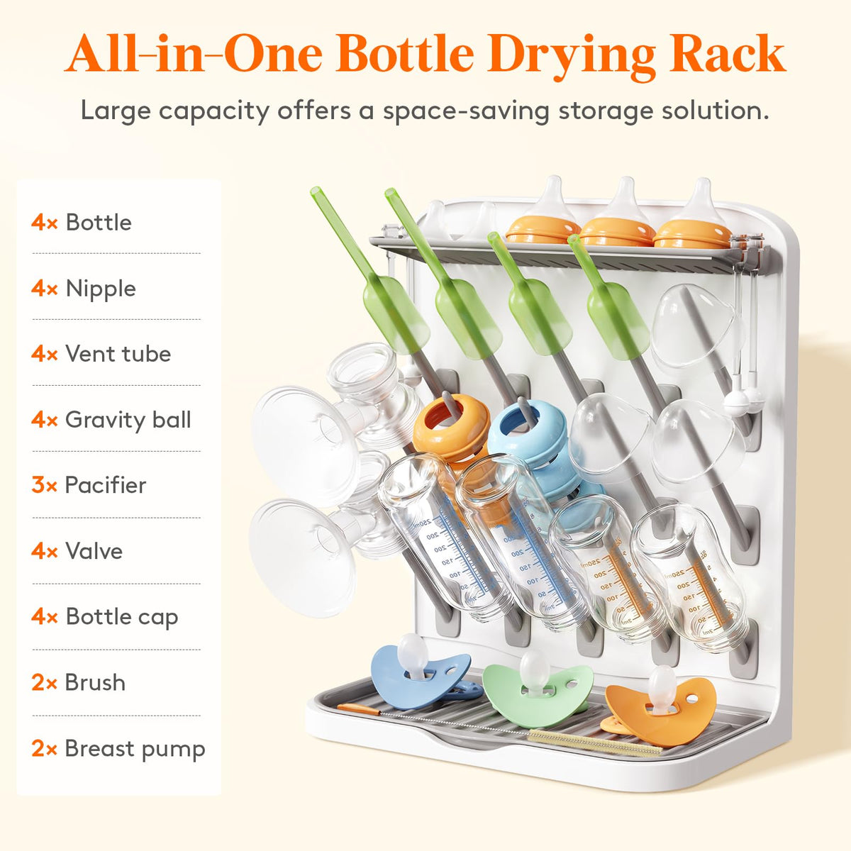 15-Hooks Baby Bottle Drying Rack for Countertop