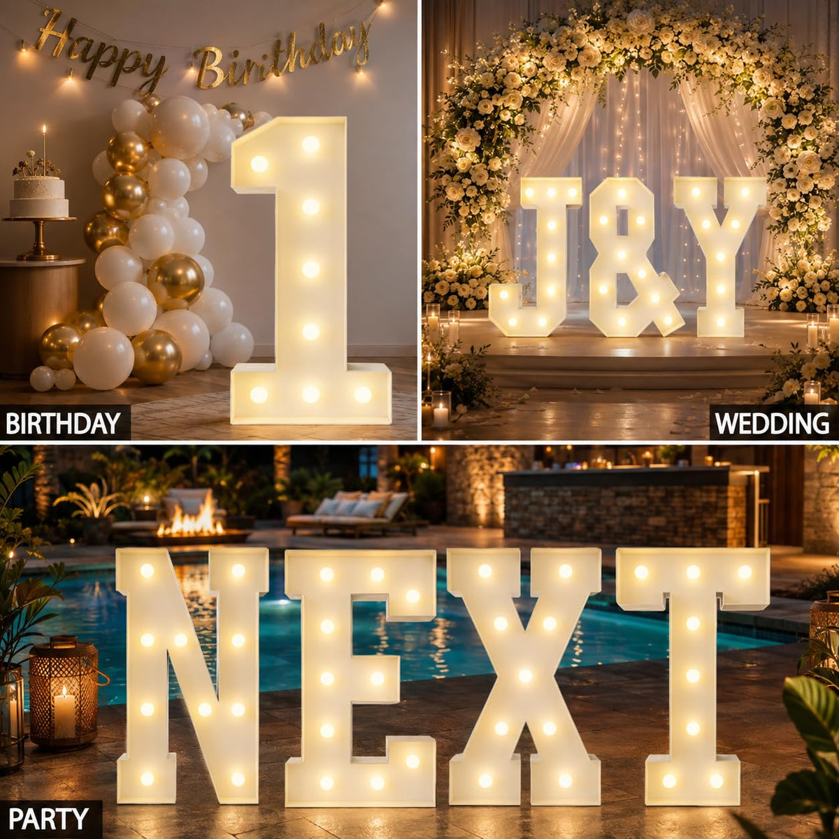 Large Marquee Letter J, 3FT Battery Operated, Easy to Assemble