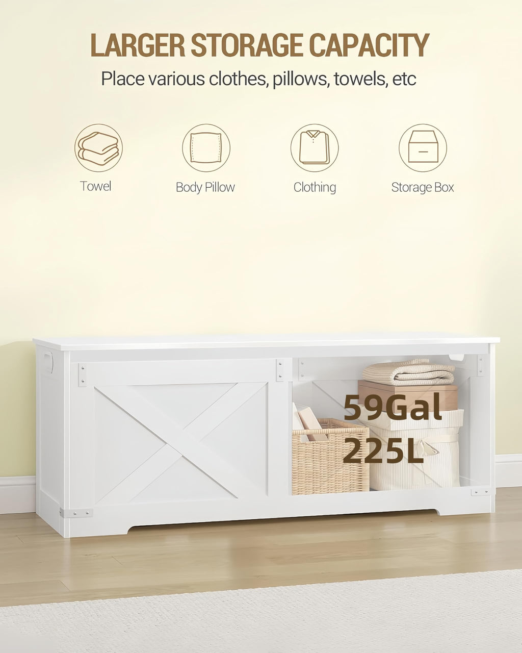 47" Modern Farmhouse Storage Chest and Bench | 59 Gal