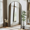 76" x 37" Arched Full Length Mirror with Stand, Black Floor Mirror