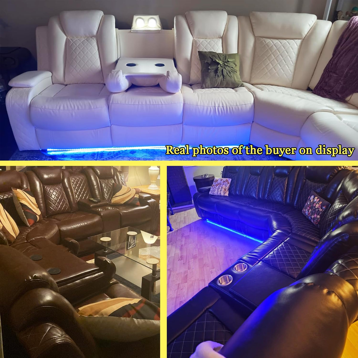 Power Recliner Sofa Set Sectional Couches with LED Light