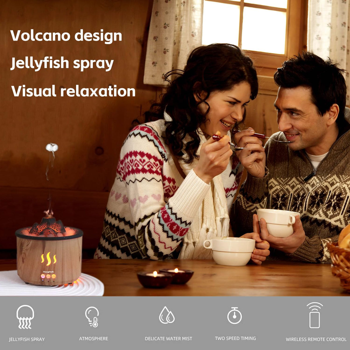 Volcano Essential Oil Diffuser Jellyfish Mist 260ml Aromatherapy Humidifier