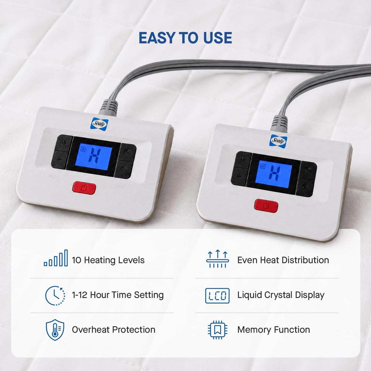 Heated Mattress Pad King Size Dual Control 10 Heat Levels, 78"x80"