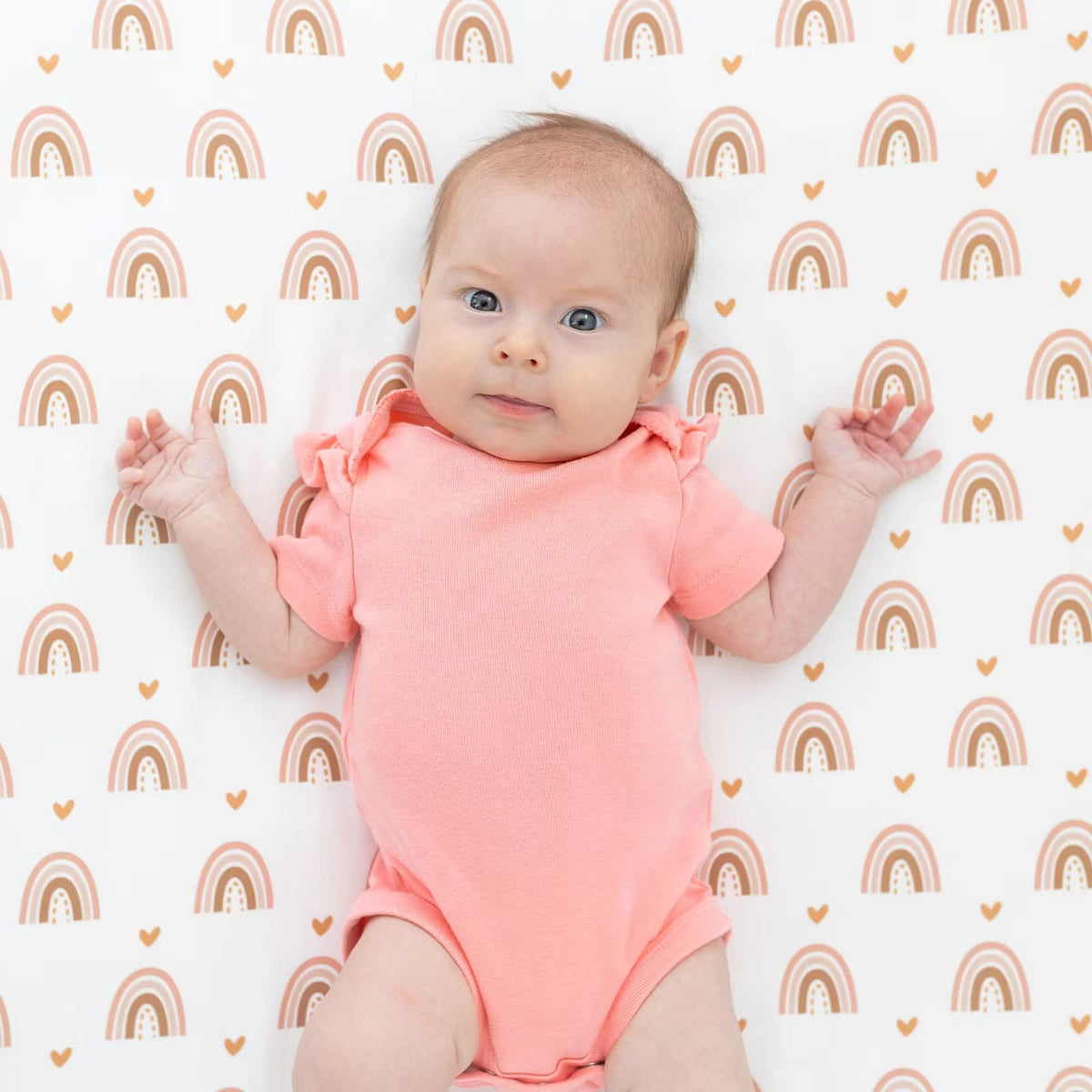 3 Piece Rainbow Boho Crib Bedding Set - Standard Size Nursery Bedding for Boys and Girls with Crib Sheet, Comforter &
