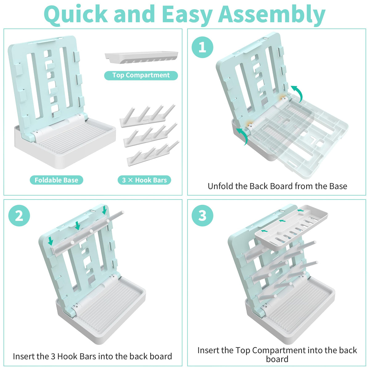 Baby Bottle Drying Rack, Vertical Standing Bottle Dryer Rack Holder-Space Saving Baby Bottle Drying Rack for