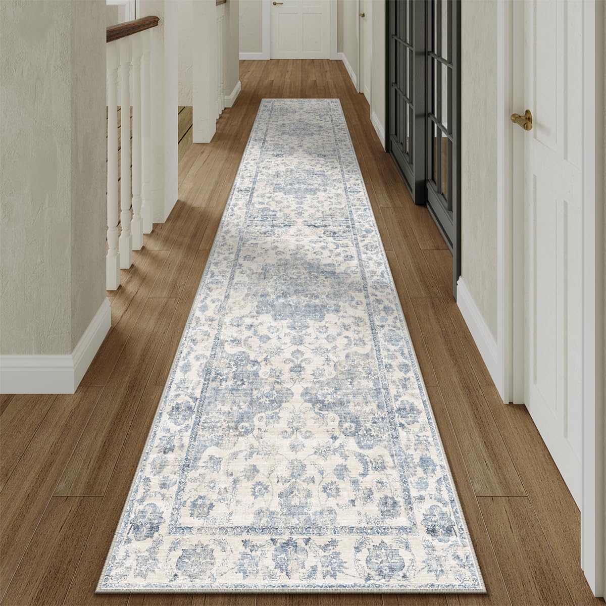 2x12 Blue Neutral Runner Rug