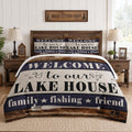 Comforter Set, 3 Pieces Cabin Fishing Bedding, All Season