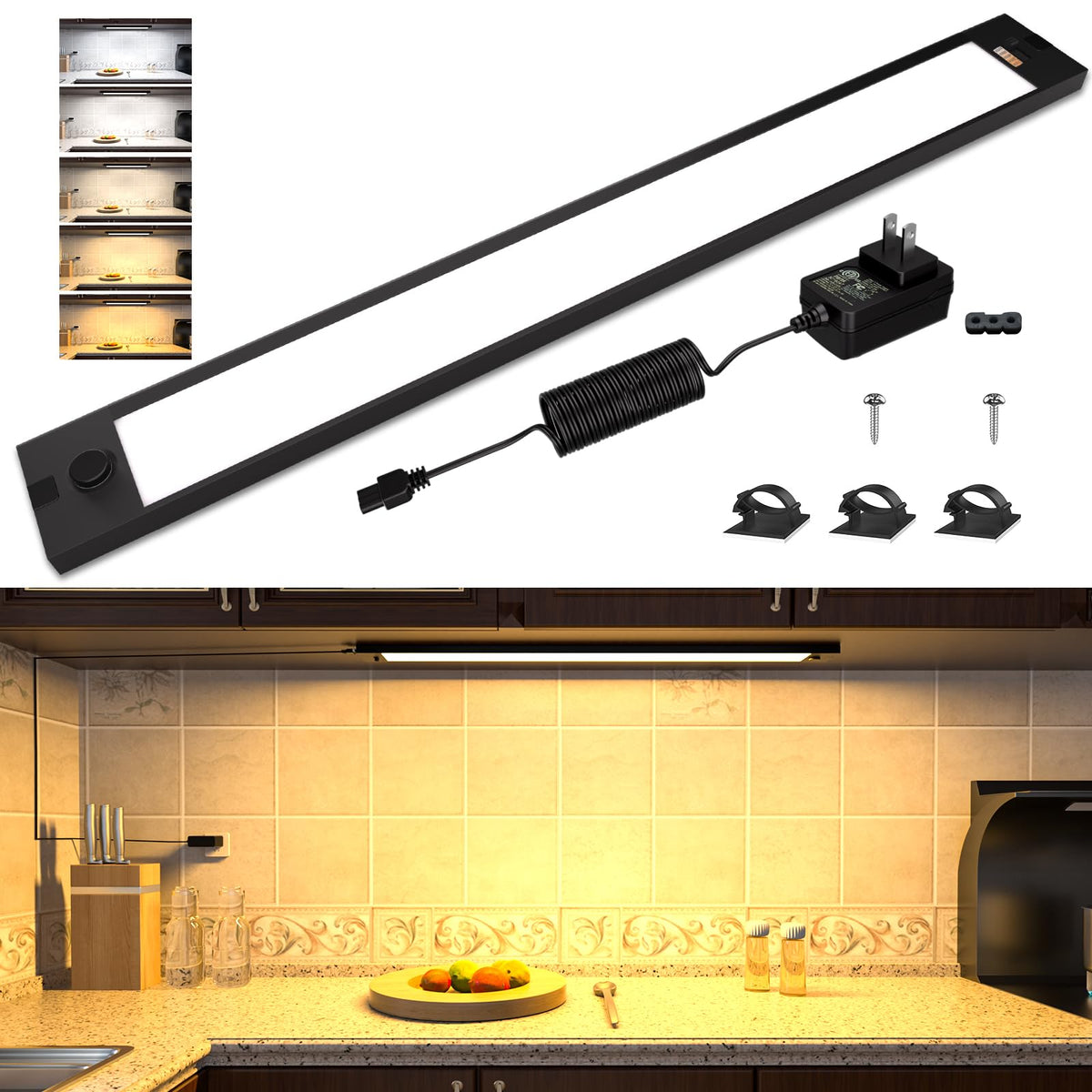 24 inch Under Cabinet Lighting, Dimmable Counter Lights