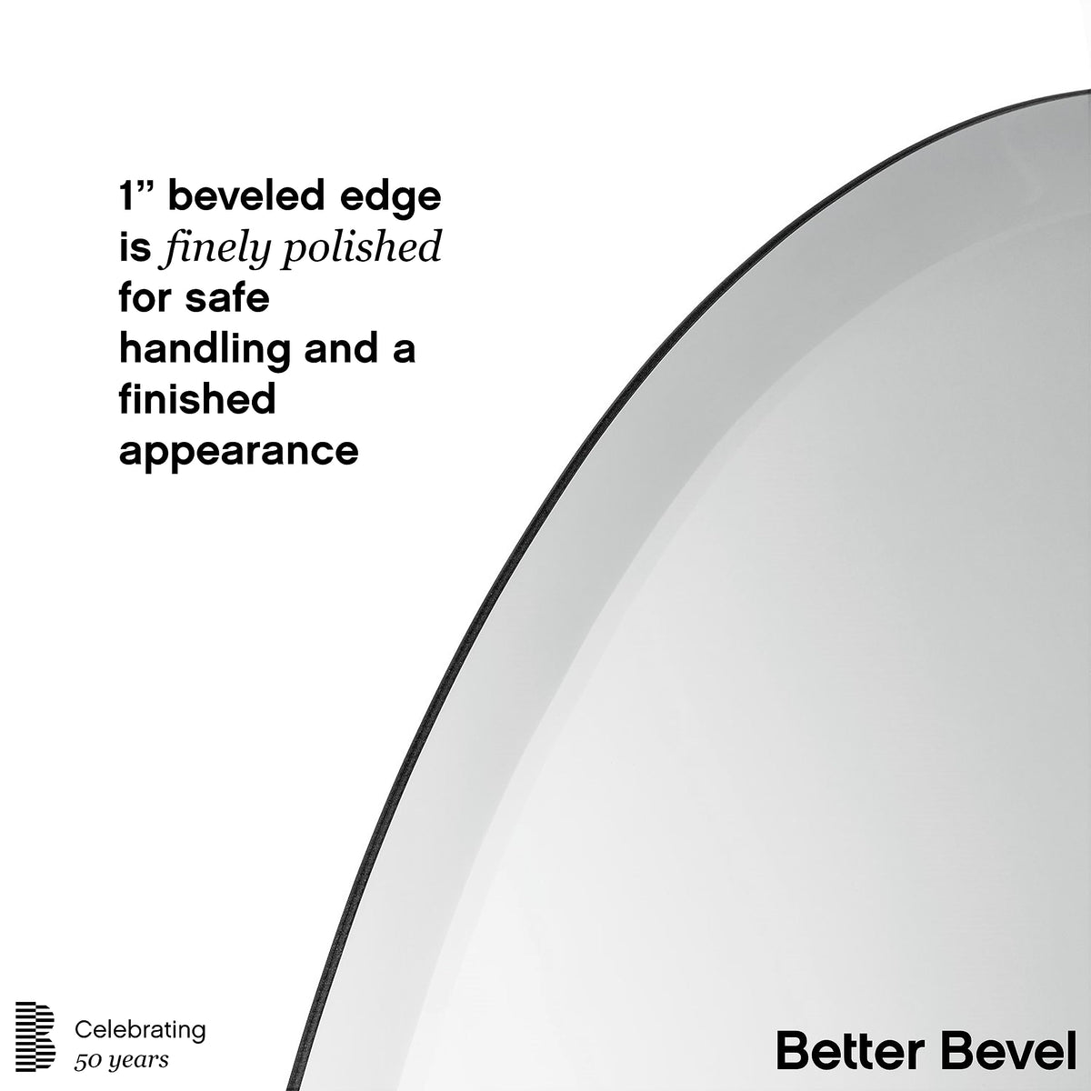 Frameless Oval Mirror, 24" x 36" Bathroom Wall Mirror w/Beveled Edge