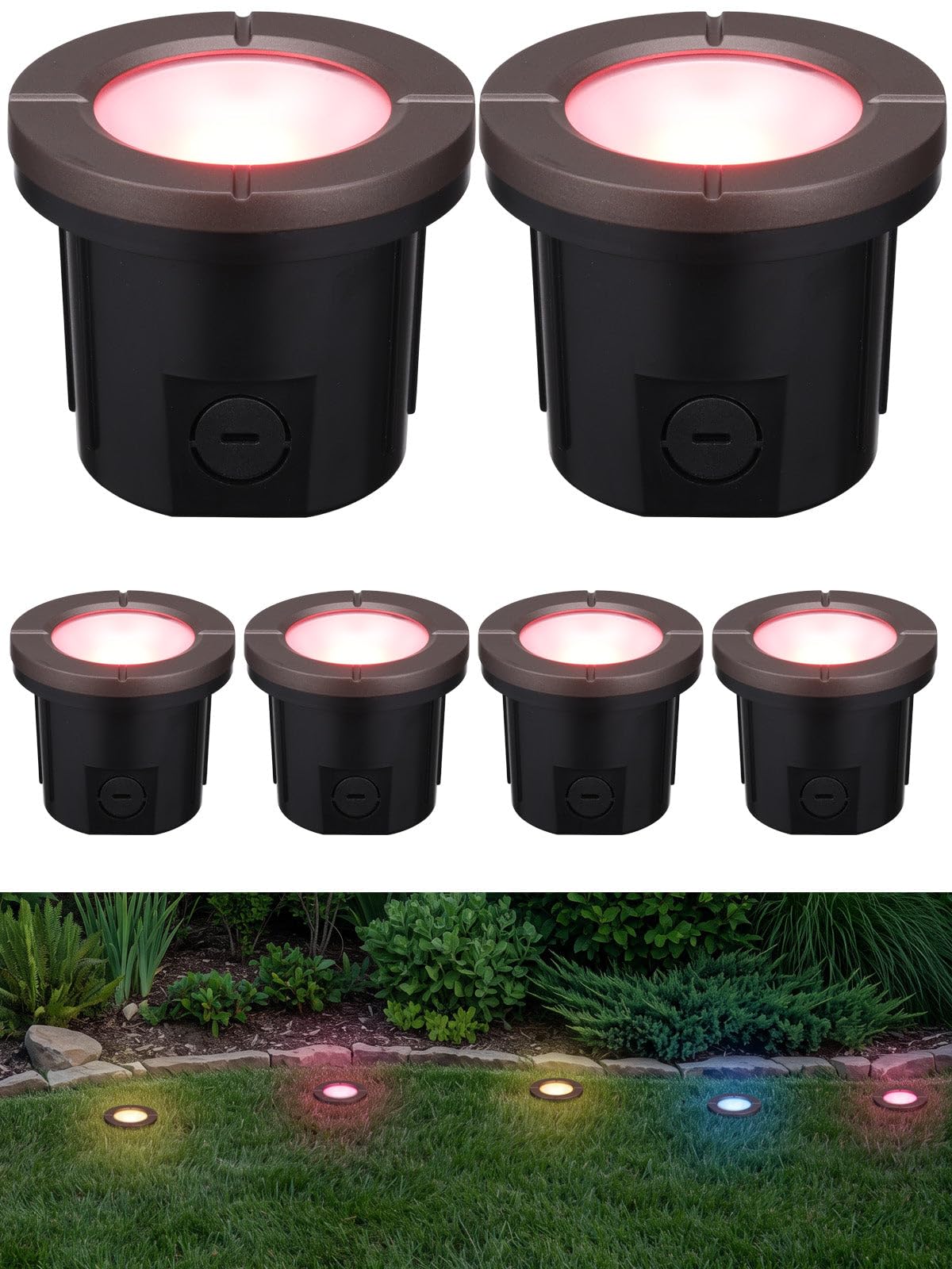 Dia. 4 Inch RGBCW Well Lights, Flat Top, Oil Rubbed Bronze