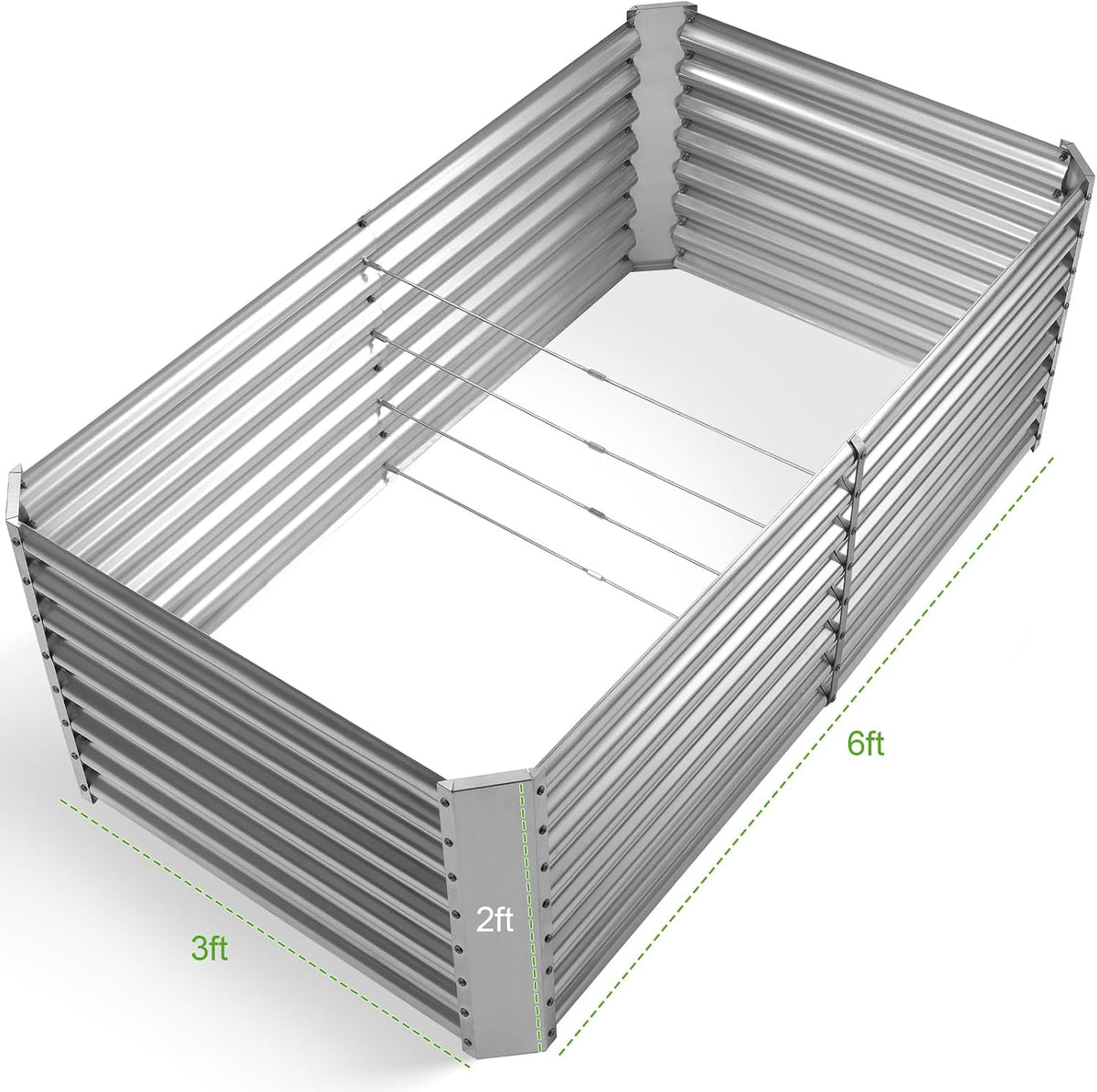 2 Pack 6×3×2 ft Galvanized Metal Raised Garden Bed, 2FT Deep Root Elevated Planter Box Steel Large Vegetable Flower