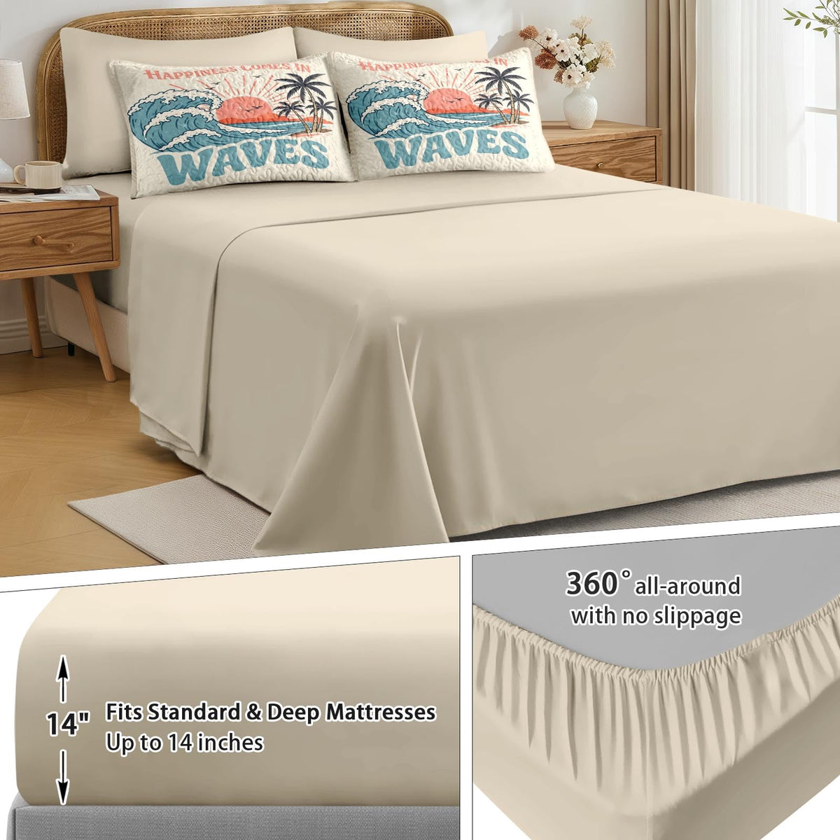 Quilt Set, 7 Pieces Beach Ocean Bedding, Bedspread