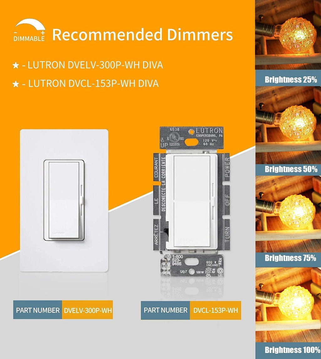 LED Vintage Edison Bulb, Dimmable, G30 G95 4W (40W Equivalent), LED Filament Bulb, 350 Lumen, 2200K (Warm White)