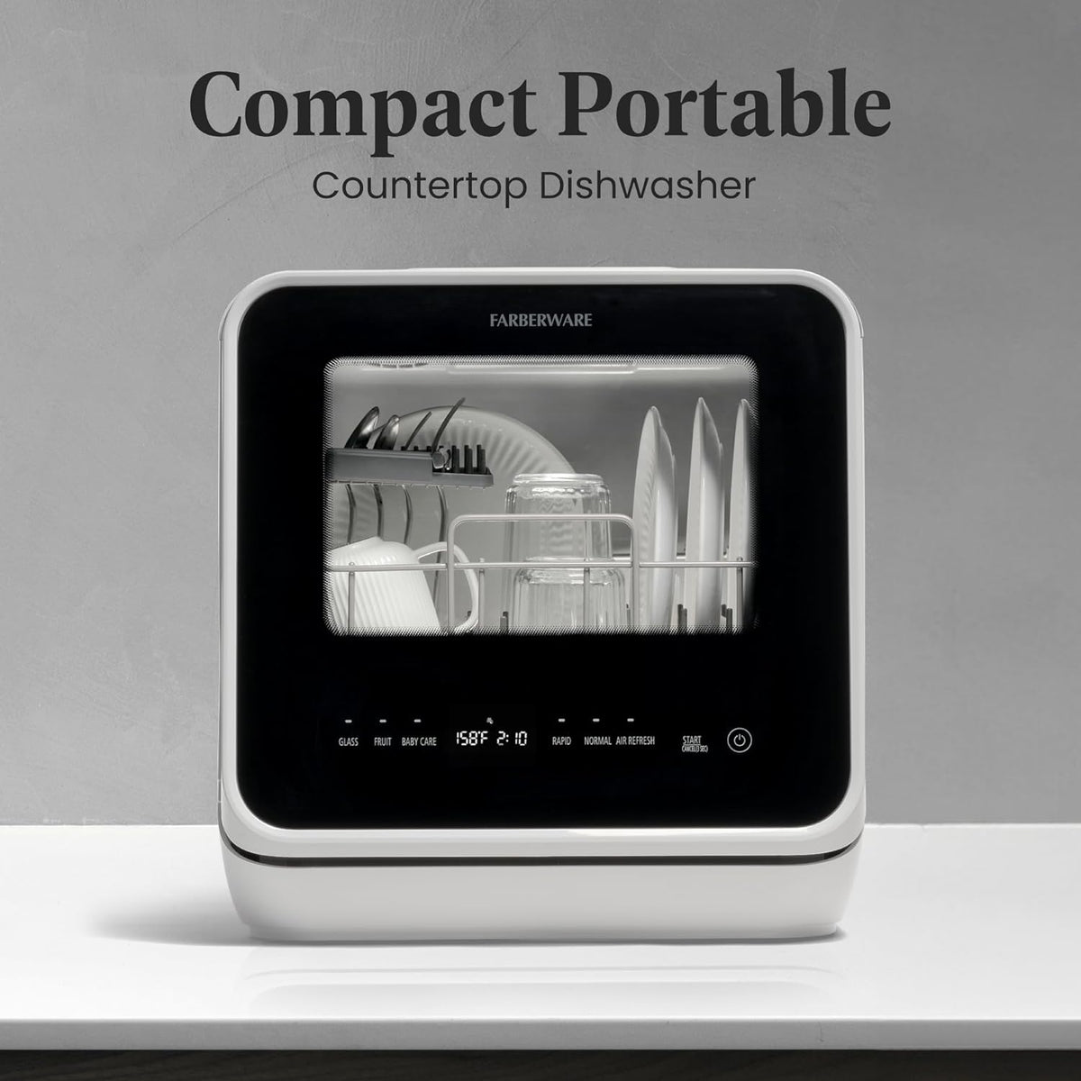 Portable Countertop Dishwasher with 5-Liter Built-in Water Tank - 5-Program System for Home, RV, and Apartment